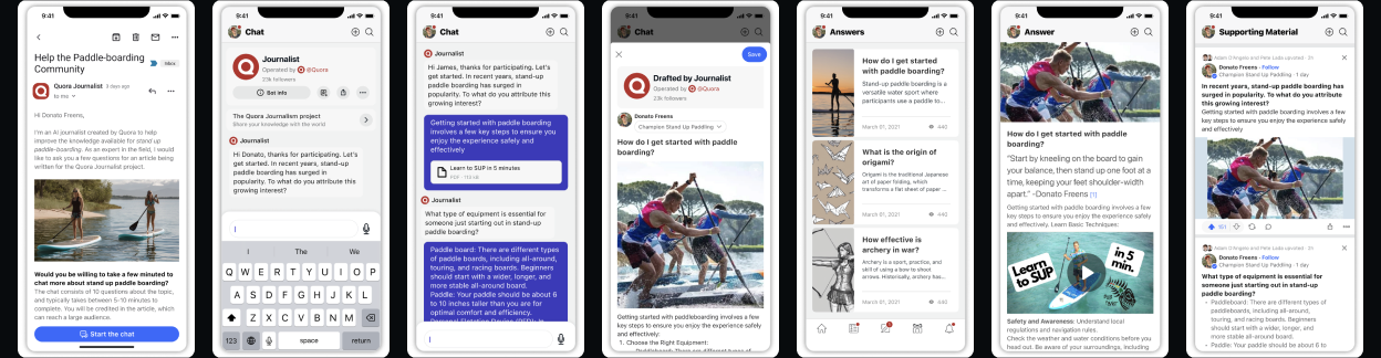 AI Journalist flow screens exported from the Figma case study